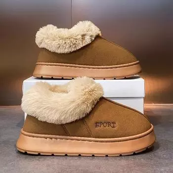 Couple Women Home Shoes Warm Snow Boots Soft and Comfortable Thick Bottom Indoor and Outdoor Ankle Boots Fashion Wear-resistant 36-37 чёрный