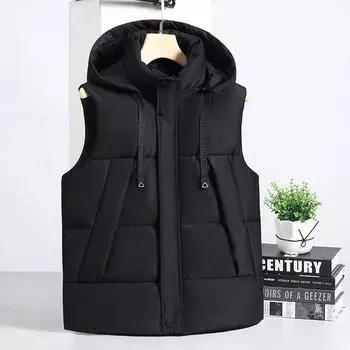 Couples autumn and winter down cotton outer wear vest autumn and winter men and women warm thickened student vest new vest jacket L чёрный