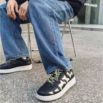 Couples Casual Shoes 2024 New Casual Color-blocking Lace-up Thick-soled Sports Shoes Male Students Small White Shoes Trend 38 чёрный