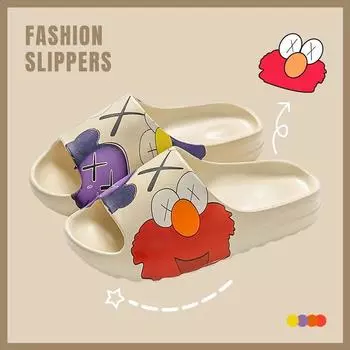 Couples Cool Slides Breathable Cool Beach Sandals Flip Flops Fish Mouth Men Slippers Lightweight Bone Unisex Chanclas De Hombre 36-37