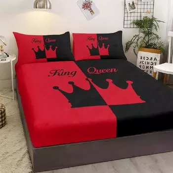 Couples Sheet Set Crown Queen And King Ultra Soft 100% Microfiber Deep Pocket Breathable Comfortable Sheet Set 3 Pieces 99cmx199cm