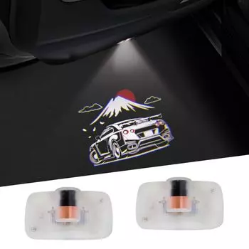 Courtesy Lamp, Car Door Lamp, Door Welcome Light, Courtesi LED Logo Projection, Tools Included, Compatible GTR R35 R34