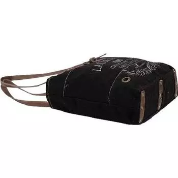 Couspaude Ручная сумка из переработанного холста Большая сумка из переработанного холста и воловьей кожи Сияющая сумка из переработанного холста и воловьей кожи (черный) 17 x 4 x 13 in чёрный