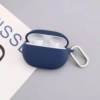 Cover A2514 One-Piece Noise Reduction Solo Transparent Light Beats Studio Buds Silicone Earphone Case Hanging Buckle Drop-Resistant Pure Color Beats Studio Buds+ Dark blue + Hanging Buckle