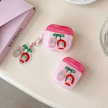 Cover Airpods4 Wireless Bluetooth Earbuds Case Three Four Generation Airpodpro2 Second Generation IPod Earphone Box Airpods3 Protective Case Apple AirPods Cherry crying baby + pendant