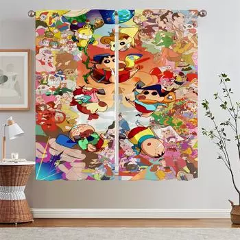 Cover Curtain Living Room Shin Chan Curtains Child Room Bedroom Blackout Curtains for Window Tulle in Kitchen Partition Blind W50xH70cmx2pcs-CL