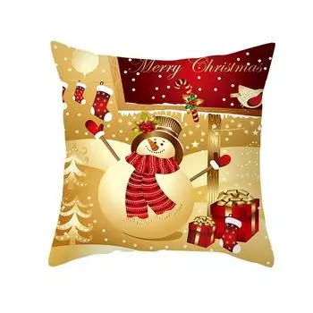 Cover Cushion Christmas 3d Pillow Case Sofa Throw Xmas Decorations Snowman Santa Scarf