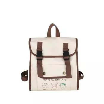 Cover Flip Retro Childrens Backpack Canvas Waterproof Lightweight School For