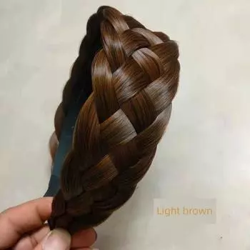 Cover Gray Hair Handy Gadget Female 2024 New Arrival Fishbone Plaits Wig Hair Hoop Wide-Brimmed Twist Braid Headband Adult Hairpin Light Brown [width 3-4cm]]