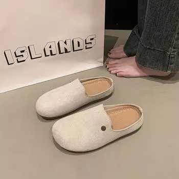 Cover Toe Flat Shoes Female Woman s Slippers Slides 2025 Soft Retro Cover Toe Female Shoes Ladies Slippers 2025 Flat Soft Retro 35