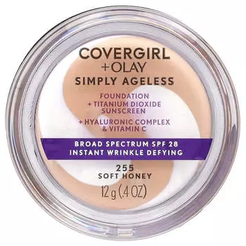 Covergirl, Olay Simply Ageless, Тональный крем, SPF 28, 255 Нежный мед, 12 г (0,4 унции)