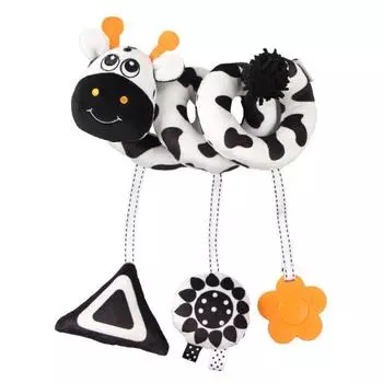 Cow Baby Wind Chime Toy with Strap Infant Comfort Bed Bell Plush Stuffed Sensory Toy Toddlers Style 2