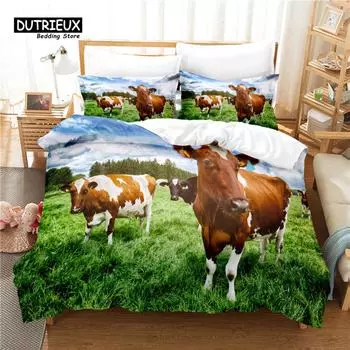 Cow Duvet Cover Set, Fashion Bedding Set, Soft Comfortable Breathable Duvet Cover, For Bedroom Guest Room Decor EU single(135x200cm)
