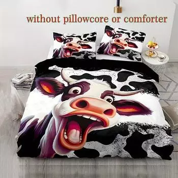 Cow Duvet Set Digital Printing Three-Piece Set Full Size Children S Men S And Women S Kit EU single 135*200