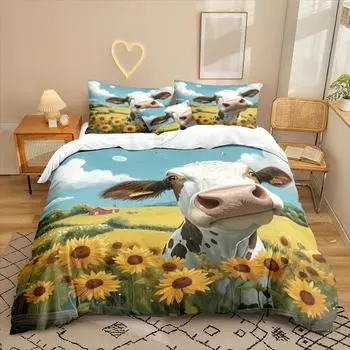 Cow Series 3D Digital Printing Three-Piece Bedding Kit Bed Sheet Quilt Cover 90 * 200 two-piece set
