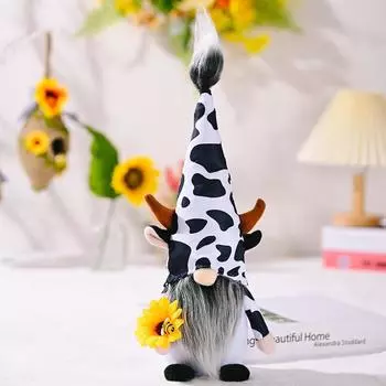 Cow Unique Sunflower Plush Doll With Bee Design For Whimsical Home Accent Bee Day Male
