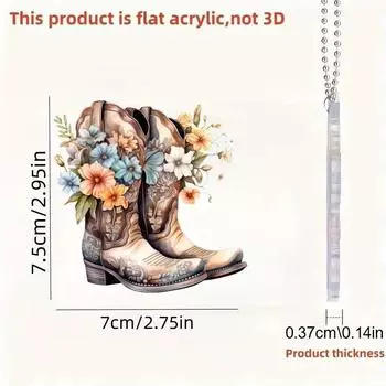 Cowboy Creative Acrylic Boot Hat And Flower Hanging Car Rearview Pendant Mirror 1