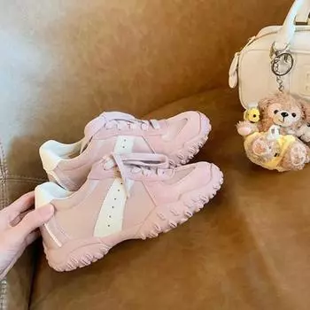 Cowhide~ 7cm version inner height increase mercerized crescent pearl lace shoelaces sports and leisure shoes women 35