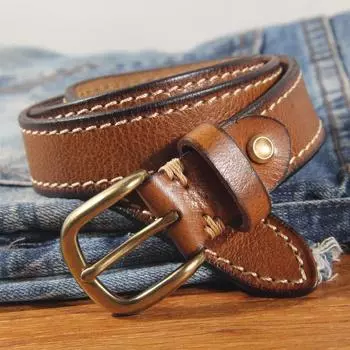 Ремень из коровьей кожи, женский, из чистой меди, с пуговицами, универсальный повседневный ремень из коровьей кожи для джинсов, высококачественный ретро-роскошный женский ремень 95cm чёрный