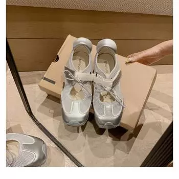 Cowhide Functional Ugly Cute Casual Sneakers Women s Side Empty Sandals Velcro Drawstring Ma Flat Bottom Lizhen Shoes 35