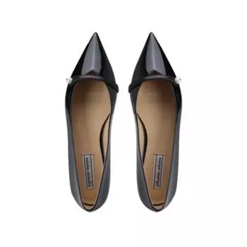 Cowhide Genuine Leather Gentle Wind Pearl Pointed Head Shallow Mouth Flat Shoes Commuter Single Shoes Women s Mary Jane Shoes 35