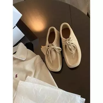 Cowhide~ Kangaroo shoes women s height increase 4.5cm lace-up thick-soled retro leather 35