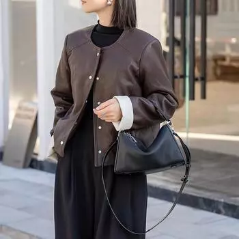Cowhide light luxury women s bag 2025 new leather portable pillow bag simple large-capacity geometric bag high-end soft bag 26-17-9cm