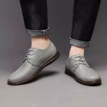 Cowhide Man Casual Shoe Round Toe Thick Sole Platform Leather Shoes for Men High Quality Fashion Social Comfortable 2024 Adults 38