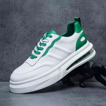 Cowhide men s shoes fashion casual shoes white color matching temperament versatile Internet celebrity live broadcast Wenzhou shoes shake fast 38