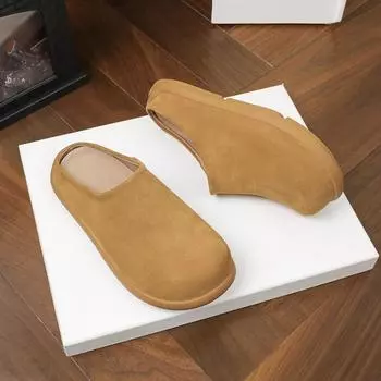 Cowhide shoes women s spring new Internet celebrity thick-soled muffin one pedal summer wear sandals bag head drag 35 верблюд