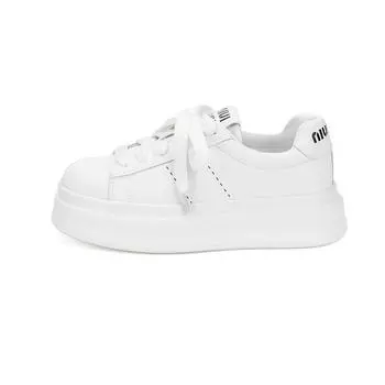 Cowhide sports and leisure women s shoes women s shoes autumn women s sports shoes versatile thick soles increase height white shoes women 34