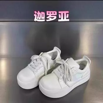 Cowhide version~ big head ugly cute little white shoes women s new muffin platform leather sneakers mango doll shoes 35