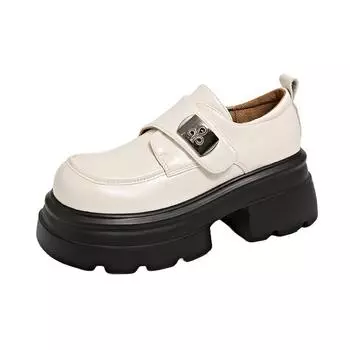 Cowhide version~ genuine leather small leather shoes women s new platform student versatile Velcro metal buckle tide 33