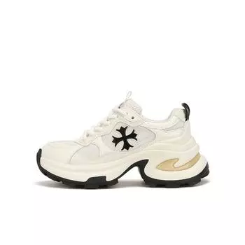 Cowhide version~ Height increase 7.5cm cross flower platform casual sports shoes female dad shoes running shoes 35