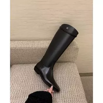 Cowhide version leather flat boots fat mm thick leg boots women s knight boots tall boots 35