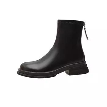 Cowhide version~ leather thick-soled high knight boots, small man but knee boots, fat mm long boots, elastic and thin boots 34