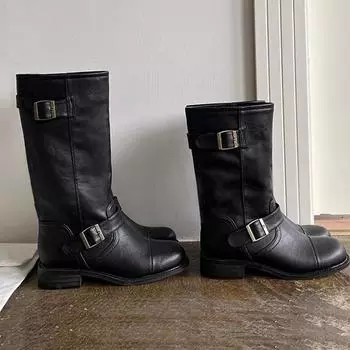 Версия Fever из коровьей кожи с пряжкой на поясе Howus Niche, кожаные широкие, средние, длинные, короткие сапоги Knight Locomotive 35