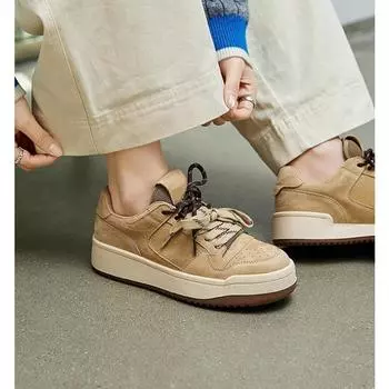 Cowhide version of little white shoes women s spring new thick-soled versatile casual board shoes lightweight sports shoes student 35