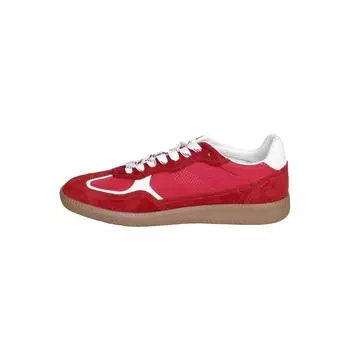 Cowhide version of Mas red women s versatile platform color matching casual sports shoes lace-up board shoes genuine leather 34