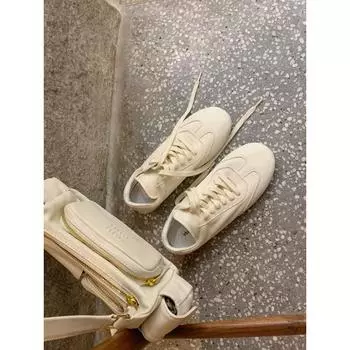 Cowhide version~ P home super soft leather casual sports flat white shoes women 35