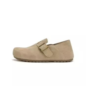 Cowhide version Step on the heel version Retro leather buckle with inner height increase Casual women s lazy single shoes 35