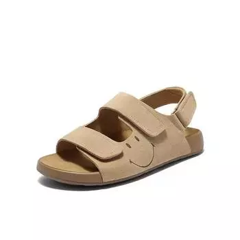 Cowhide version~ Summer Zhang Linghe cartoon smiley face thick-soled happy toast women s sandals 35