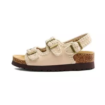 Cowhide version~ thick-soled belt buckle casual open-toed sandals, and retro one-pedal beach shoes. 35