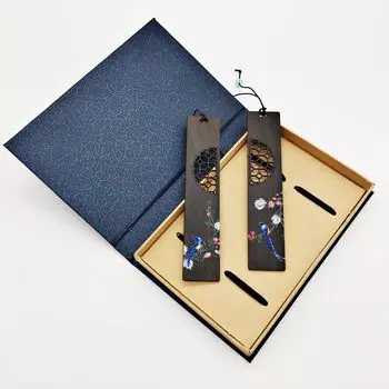 COZENTA Bookmark Bookmarker Wooden Ebony Painted Craft Present Gift (Bird Magnolia)