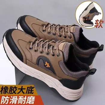 COZOK Модная мужская обувь Натуральная кожа Повседневные кроссовки Спортивная обувь для улицы Нескользящая Трендовая Толстая подошва Мужская обувь Размер 38-44 38 хаки