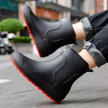 COZOK Модные резиновые сапоги без застежек, мужские резиновые сапоги, водонепроницаемые ботинки на платформе, уличные нескользящие резиновые сапоги, мужские рабочие галоши 40