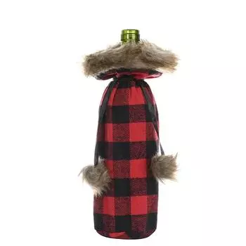 Cozy And Festive Checkered Wine Bottle Bag Ideal For Holiday Parties Gatherings And RedBlack Bottle
