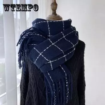 Cozy British Plaid Scarf with Tassels - Soft, Thick & Warm | Fashion Accessory for Fall/Winter 63-180cm