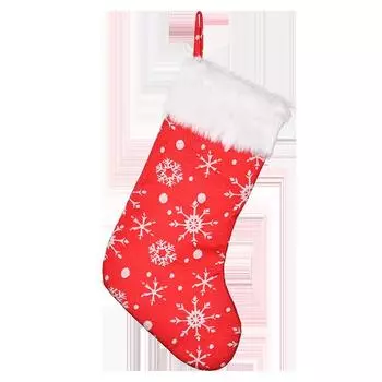 Cozy Embroidered Snowflake Christmas Stockings In Vibrant Red With Trim Plush