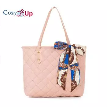 Cozy Up Большая вместительная сумка с вышитым ромбовидным узором, сумка-тоут с шарфом, сумка-ведро на одно плечо 29.5x20.5x6CM чёрный